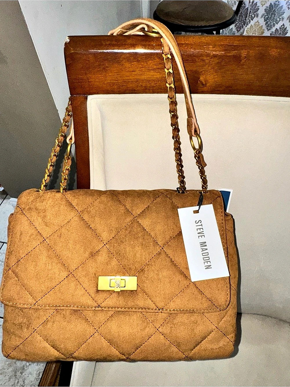 Steve Madden BKOLMAN2 Quilted Shoulder Bag in Brown